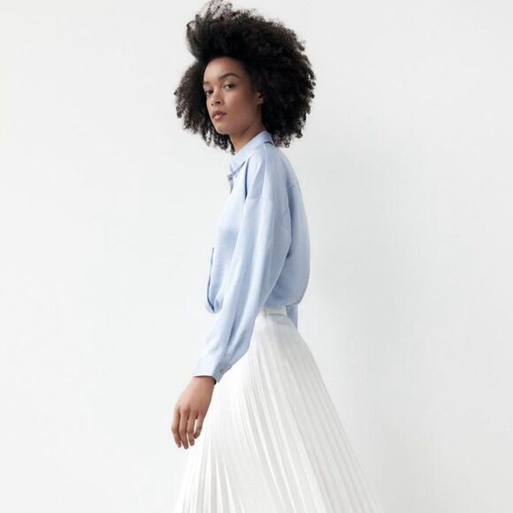 ZARA SATINY DROP-SHOULDER SHIRT - Picture 5 of 9